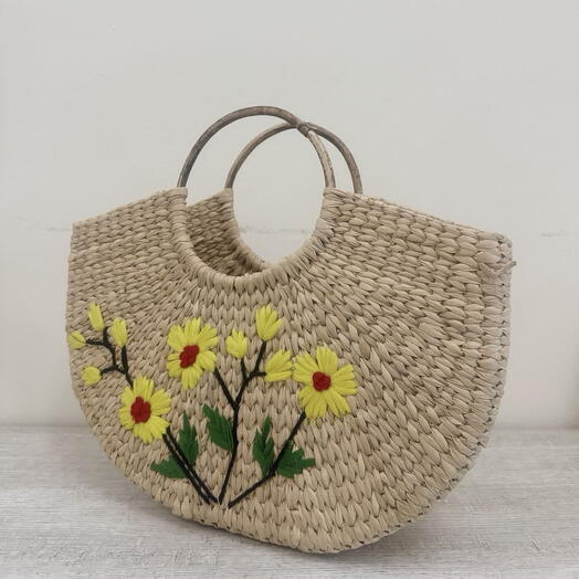 Half Moon embroidery basket