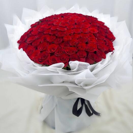 100 roses rouges premium