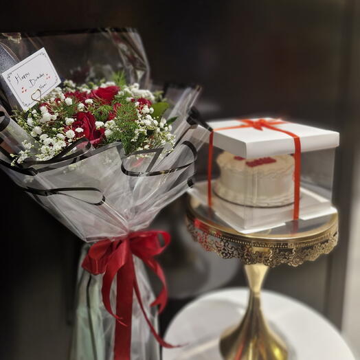 С ДНЁМ РОЖДЕНИЯ 🎉 Подарочный набор с тортом и букетом цветов