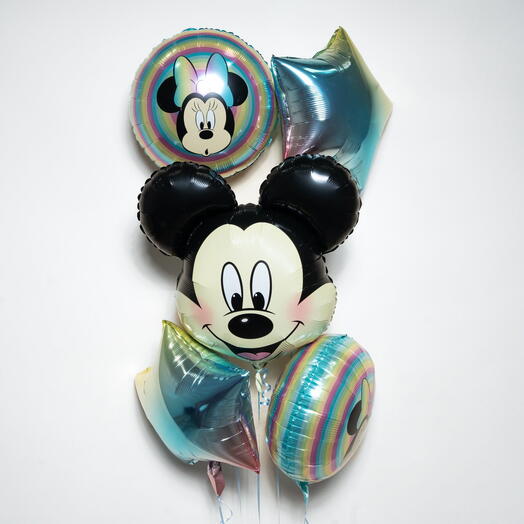 Mickey And Minnie Rainbow Star Foil Balloon Set 7362