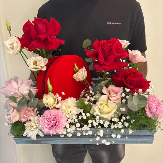 Flowers in a wooden box