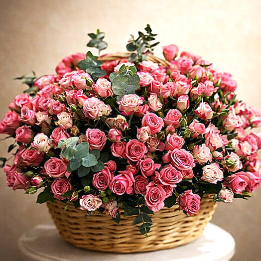 Luxury Basket of 71 Pink Roses | Soft   Elegant Floral Gift | Dubai Flowers Online