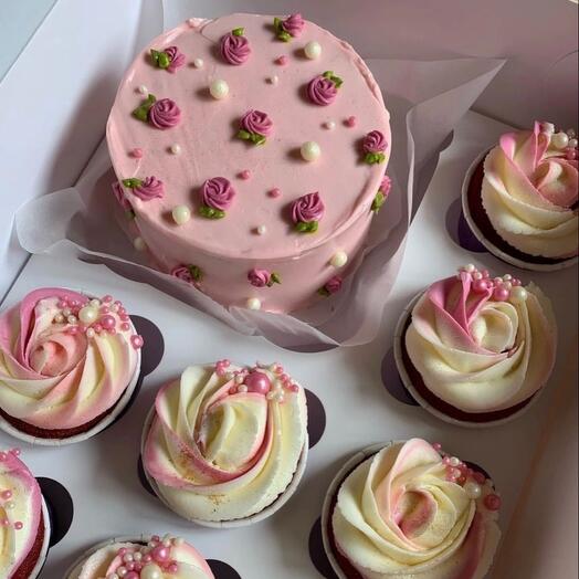 Мини-торт с 5 капкейками