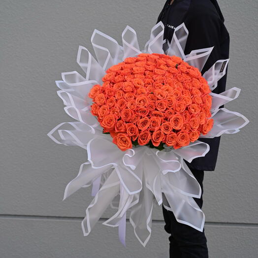 101 Orange Roses Bouquet-1267