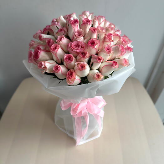 "Blush Majesty 51 Pink Roses Elegant Bouquet of Love Grace"