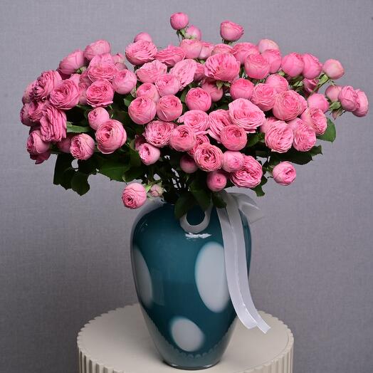 25 Giselle Pink Spray Roses Glass Vase  6929