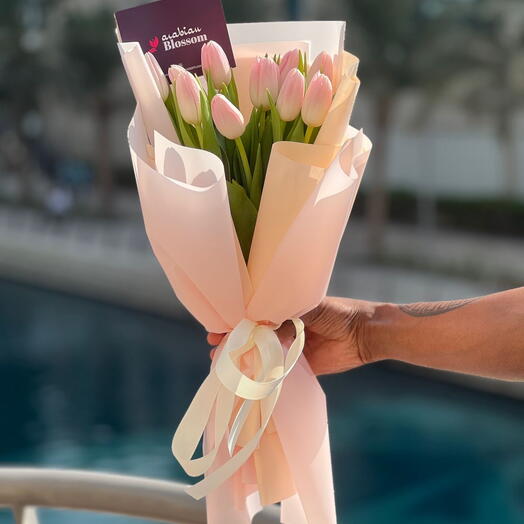 12 Pink Tulips Bouquet