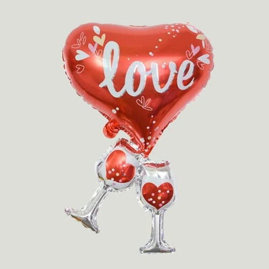 Воздушный шар «Я люблю тебя» с бокалом вина