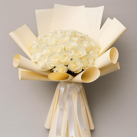 Pure Elegances Bouquet | 51 Premium White Roses