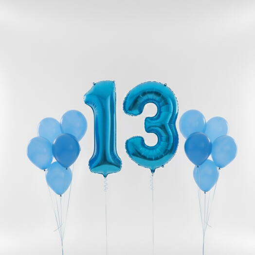 Happy Birthday Blue Number Thirteen Balloon Set – 40 Inch