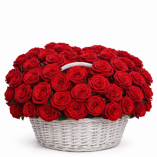 Cesta lujosa de rosas rojas