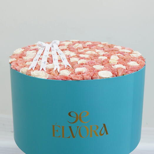 PINK AND WHITE ROSES BLUSH EMBER BOX