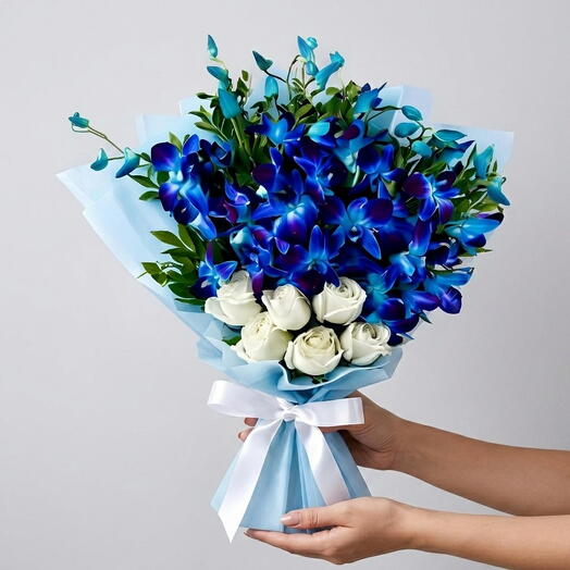 Orchidées bleues et roses pour hommes