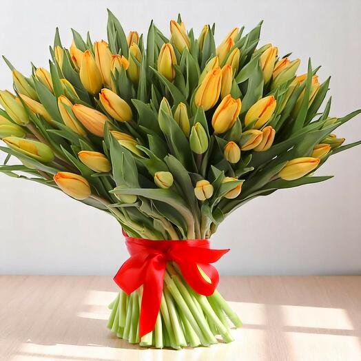 Букет из 101 оранжевого тюльпана