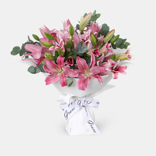 Pink Lilies in Medium Bouquet