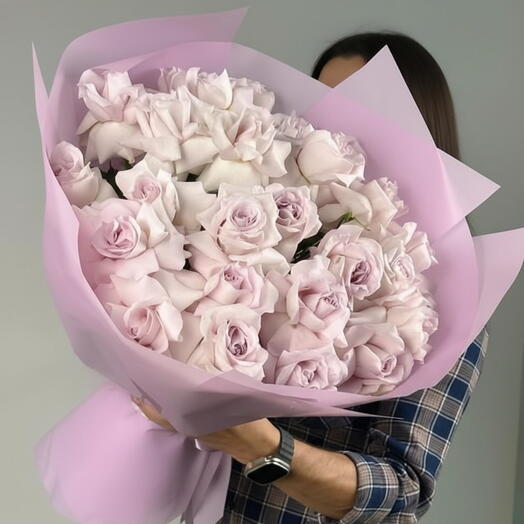 21  Light Purple Open Roses Bouquet Premium - Ecuador