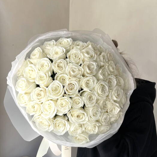Gracious _ 51 Elegance White Rose Luxurious Bouquet