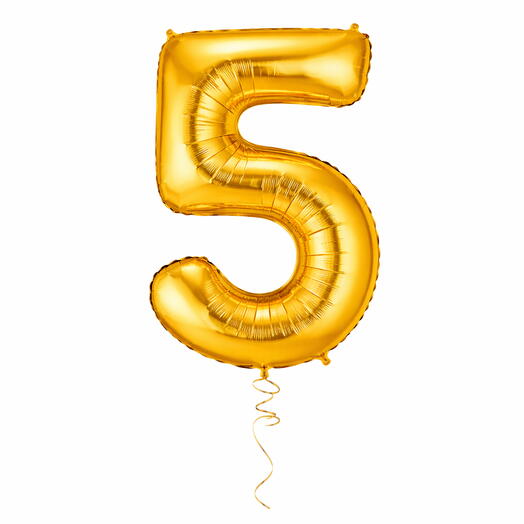Golden Number Five Helium Balloon 40 Inches
