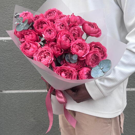 Peony Rose Bouquet Julietta Ceres with Eucalyptus