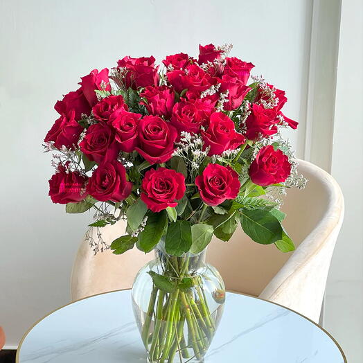 Red roses in Matka Vase