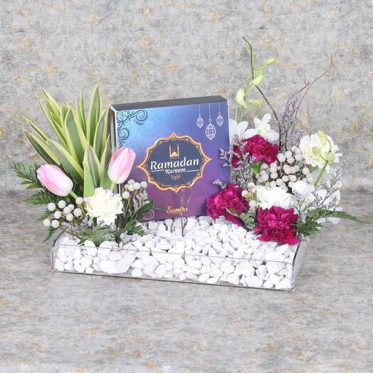 Ramadan Flower Chocolate Tray Blue