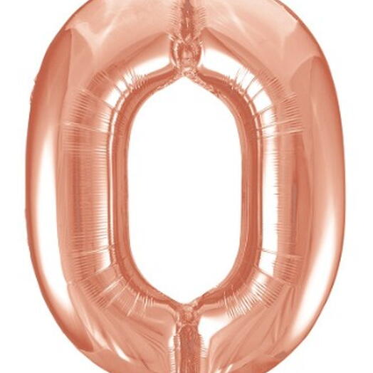 Розово-золотые гелиевые шарики цифра 0