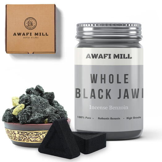 AWAFI MILL Black Jawi | Треугольные угольные таблетки - бутылка 100 г, 20 таблеток