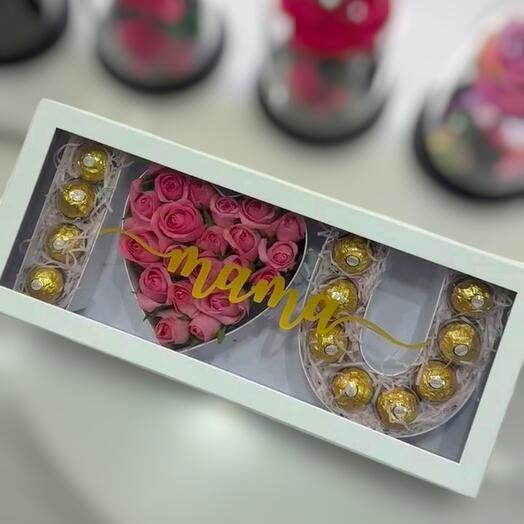 I Love you Mom Flower Box - I Love You Mama - Custom Printed Flower Box - Mother s Day Pink Roses