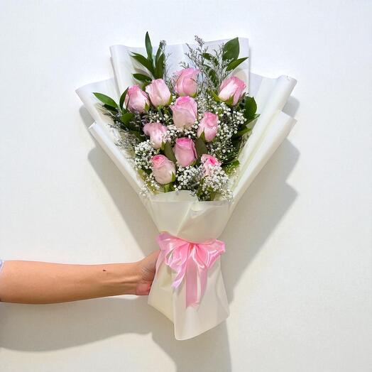 Sweet Elegance – Pink Rose   Baby s Breath Bouquet