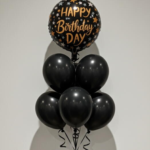 Elegant Black   Gold Happy Birthday Balloon