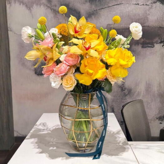 Radiant Yellow Lily Craspedia Dream