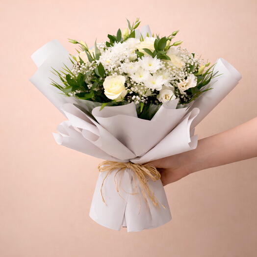 Enchanting Beauty White   Green Floral Arrangement