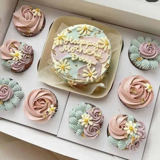 Мини-торт с 8 капкейками