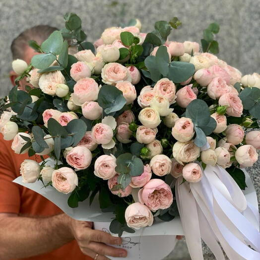 Peony rose box arrangement