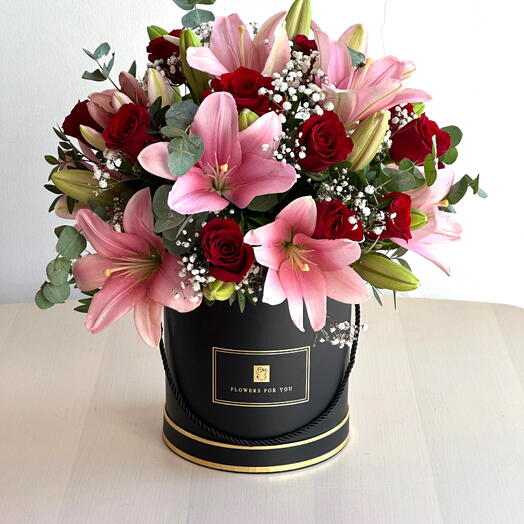 15 Red Roses   6 Pink Lilies Box