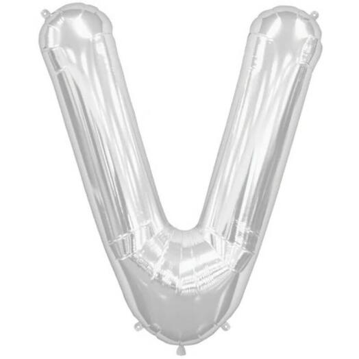 Фольгированный серебристый шар буква V