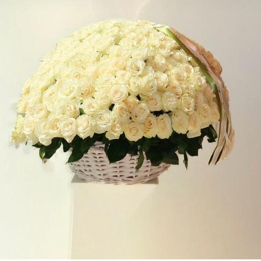 White roses 200 premium  - XXL size basket