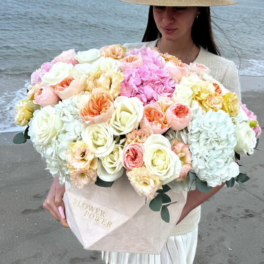 Sunlit Serenity: XL Box of Hydrangea, Roses and Eustoma