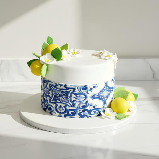 Positano Lemon-Blue Tile Cake | 2 kg Chocolate-Cream Masterpiece – Dubai