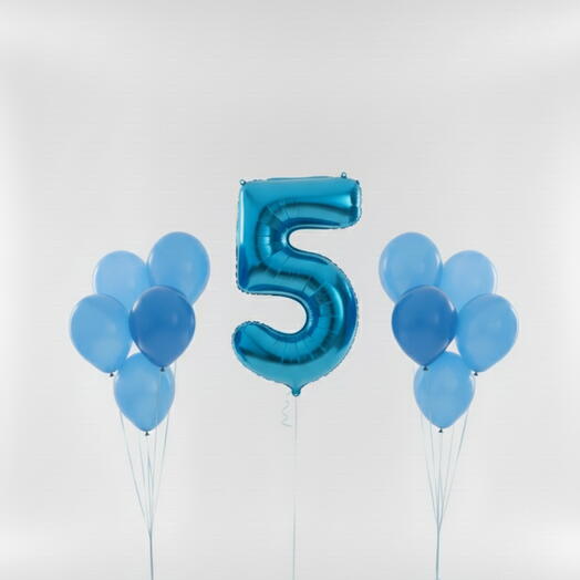 Happy Birthday Blue Number Five Balloon Set – 40 Inch