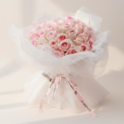 50 Pink Roses Deluxe Hand Tied Bouquet