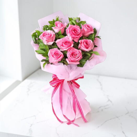 Bouquet de 10 roses roses