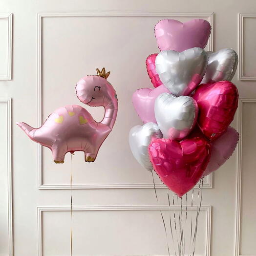 Pink Dinosaur Bouquet of Balloons