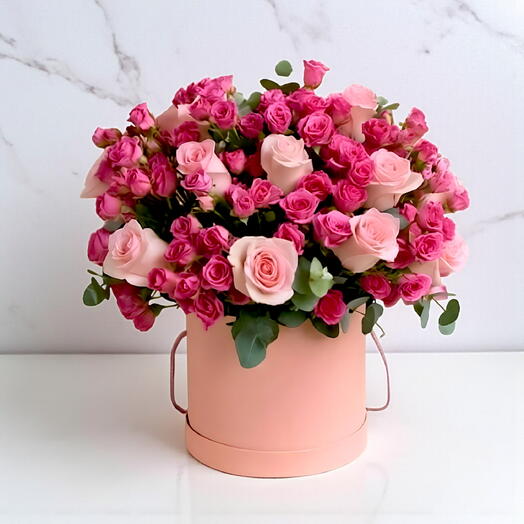 Graceful Pink Rose Luxury Box | 21 Roses   31 Spray Roses | Same-Day Dubai Delivery