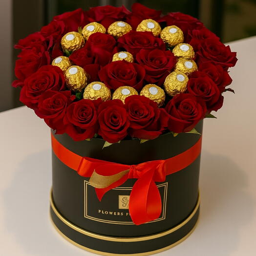 Ferrero Rocher и красные розы