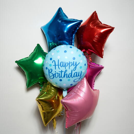 Премиум набор фольгированных шаров «С Днём рождения», 6 звёзд, 7408