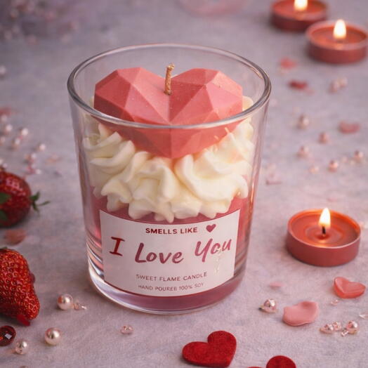 Пахнет как Я люблю тебя – сладкоароматная соевая свеча | Подарочная свеча ко Дню святого Валентина