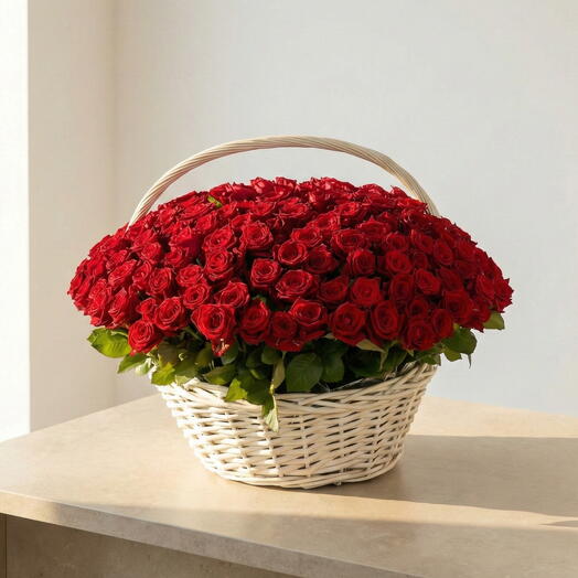 201 Panier premium de roses rouges