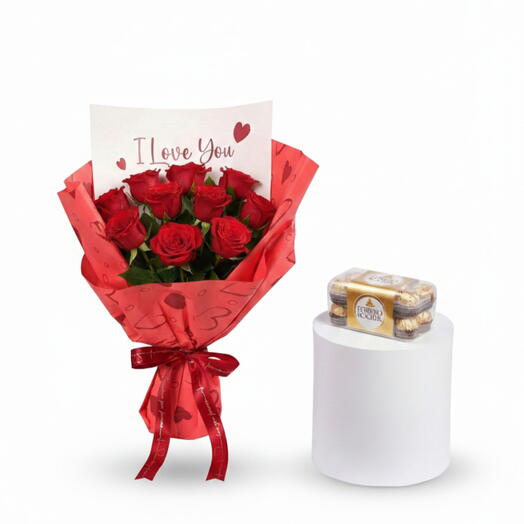 Букет «10 причин, почему я тебя люблю» с Ferrero Rocher — комбо