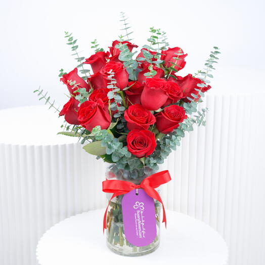 Beauty 21 Jarrón con 21 rosas rojas